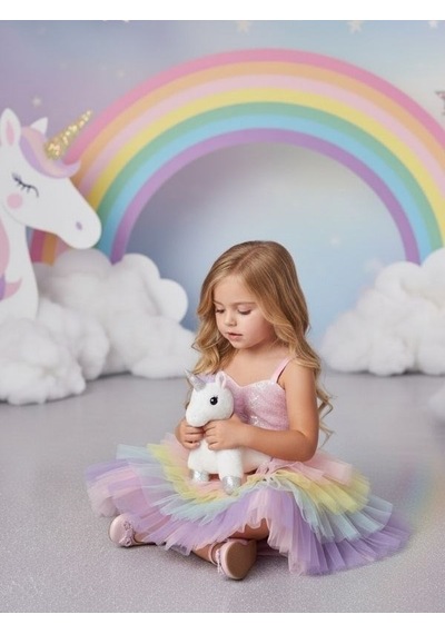 Zekids Kız Çocuk Pullu Crop Tütülü İkili Abiye Takım-17121 Çok Renkli