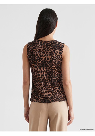 Lcw Everyday Kahverengi Bisiklet Yaka Leopar Desenli Bluz