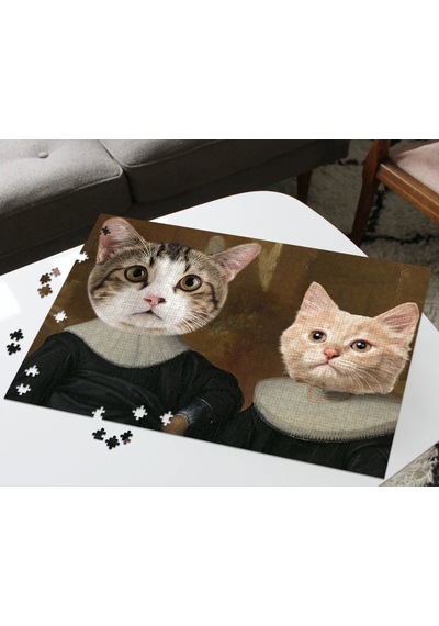 Bk Gift Evcil Dostlara Özel 1000 Parça Profesyonel Puzzle, 2'li Evcil Dost Portre, Evcil Hayvan Puzzle-1