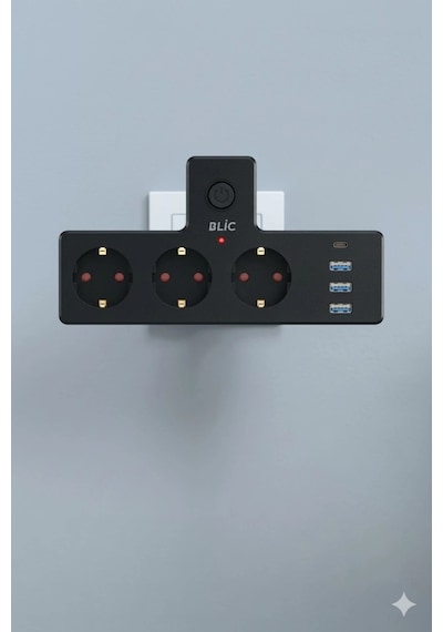 Blic Ftr-12 Termal Akım Korumalı 3'lü Priz - Pd 20w Usb-c + 3 Usb-a Girişli - 2500w 10a