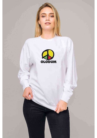 Olodum Baskılı Beyaz Kadın Sweatshirt