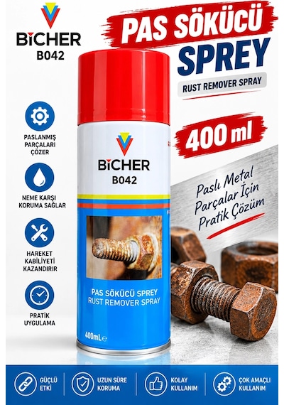 Pas Sökücü Sprey 400 Ml Paslanmış Vida Somun Ve Metal Parçalar İçin Pratik Bakım Spreyi