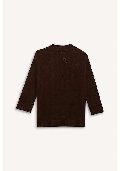 Defacto Regular Fit Bisiklet Yaka Ajurlu Triko Tunik G0710ax25wnbn330 Kahve-bn330