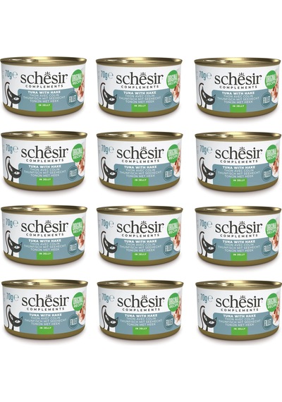 Schesir Ton Ve Barlam Balıklı Jöleli Tamamlayıcı Kedi Konservesi 70 Gr. X 12 Adet