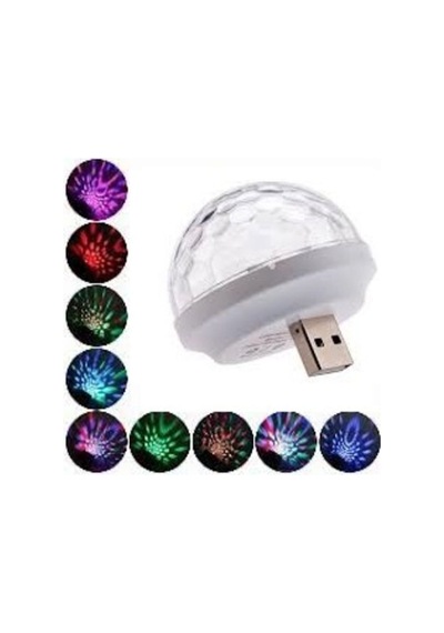 Disko Topu - Müziğe Ve Sese Duyarlı Usb Girişli Araç Içi Mini Disko Topu Parti Mini Led Karışık