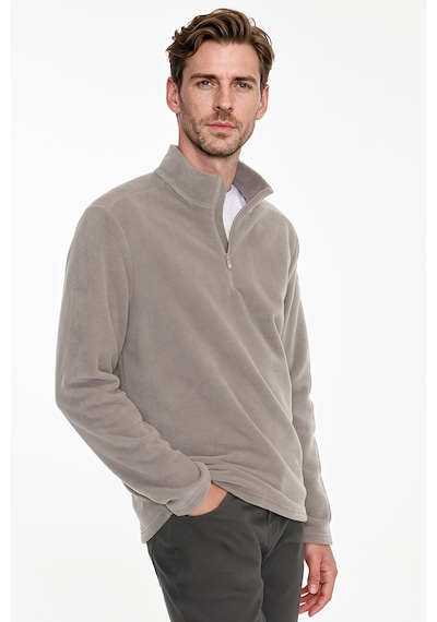 Ac&Co / Altınyıldız Classics Erkek Vızon Anti-pilling Tüylenme Yapmayan Standart Fit Dik Yaka Polar Sweatshirt Vizon