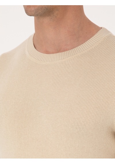 Cacharel Bej Slim Fit Pamuk Karışımlı Bisiklet Yaka Selanik Örgü Triko Kazak Cacharel Bej Slim Fit Pamuk Karışımlı Bisiklet Yaka Selanik Örgü Triko Kazak