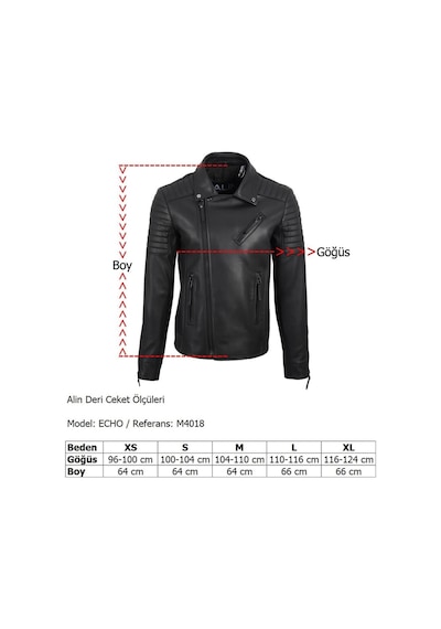 Alin Echo Siyah Biker Deri Ceket-Siyah