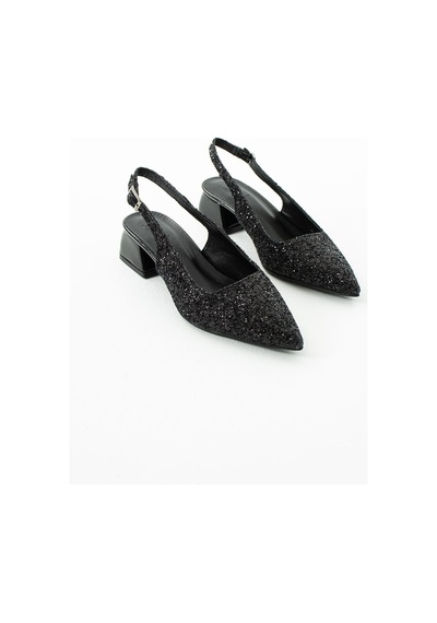 Duxal Shoes Londra Cam Kırıntıları Detay Arkası Açık Topuklu Ayakkabı Siyah Duxal Shoes Londra Cam Kırıntıları Detay Arkası Açık Topuklu Ayakkabı Siyah