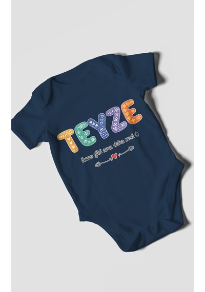 Morivokids Teyze Anne Gibi Ama Daha Cool Kısa Kollu Bebek Body %100 Pamuk Lacivert