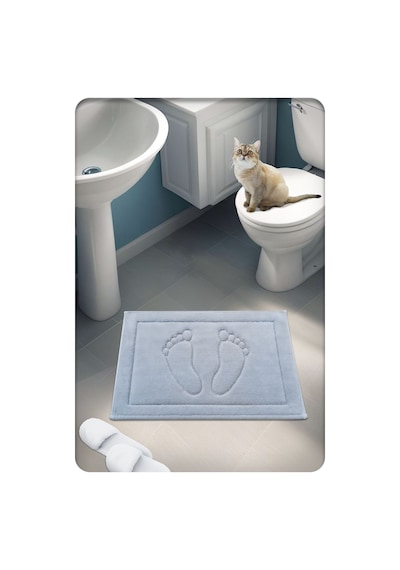 Buççin Online Mağaza Pamuk Dokuma Su Emici Banyo Paspası Ayak 60x40 Cm Gri Orta 6 - 12 Mm Pamuk Polyester Gri Çok Renkli