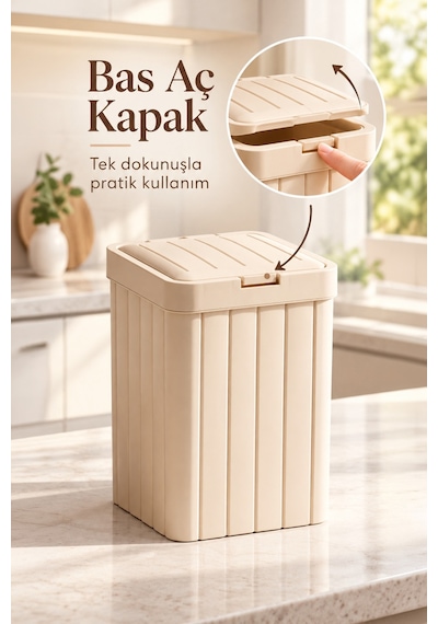 Porsima Linny 2li Banyo Fırçası Banyo Mutfak Çöp Kovası Seti Klozet Fırçası Ve Çöp Kutusu Takımı 10lt Grı