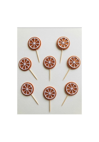 Portakal Turuncu Simli Cupcake Kürdanı Doğum Günü Parti Ve Pasta Süsü 10 Lu 5cm