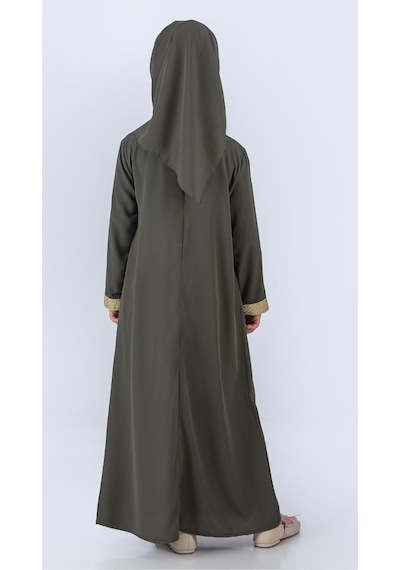 Medine İpek Kumaş Eşarplı Tesettür Namaz Elbise M00742 Yeşil