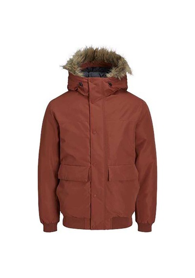 Jack & Jones Erkek Jjchamp Kapüşonlu Mont 12236822 Tarçın Kiremit
