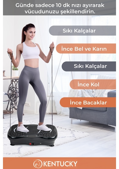 3d 5 Programlı Titreşimli Spor Kondisyon Fitness Egzersiz Aleti Vipration Plates Siyah Siyah