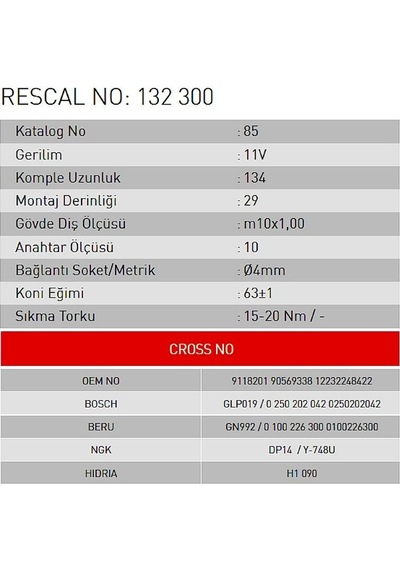 Isıtma Bujisi - Hyundai - Kia - Opel - Renault - Dacia - Et132300