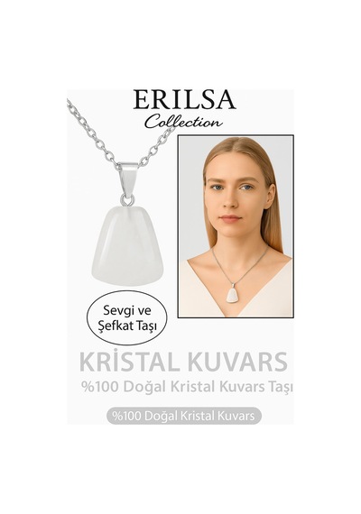Erilsa Sertifikalı Aaa+ Kristal Kuvars Taşı Kolye Beşgen Model, Gümüş Çok Renkli