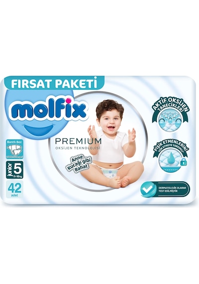 Molfix Premium Bebek Bezi Fırsat Paketi 5 Beden 11-18 Kg 42 Adet 5 Numara