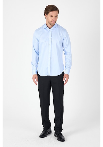 İmza Koyu Mavi Uzun Kol İtalyan Yaka Cepsiz Non Iron Slim Fit %100 Pamuk Gömlek 1004250269 Koyu Mavi