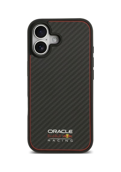 Apple Uyumlu iPhone 17 Kılıf Redbull Lisanslı M-safeli Karbon Fiber Parlayan Logolu Kevlar Kapak Siyah Siyah