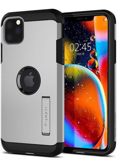 Spigen Apple Uyumlu iPhone 11 Pro İle Kılıf Tough Armor Satin Silver