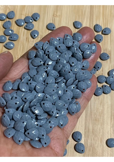 Gri Rengi Oya, Abiye, Takı, Örgü Plastik Gözyaşı Damla Boncuk. 25gr. Tahmini 195 Adet.