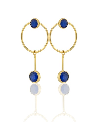 Kadir Jewellery 22 Ayar Altın Kaplama Kadın Sallantılı Küpe -el İşçiliği Ve Hipoalerjenik Küpe Parlement Mavisi 72567377