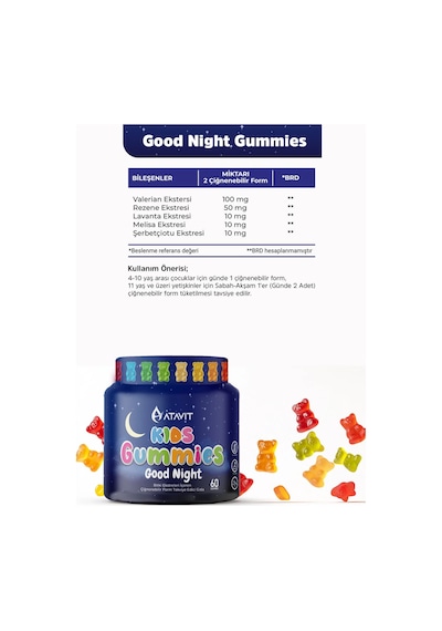 Gummies Good Night Kıds 60 Çiğnenebilir Form
