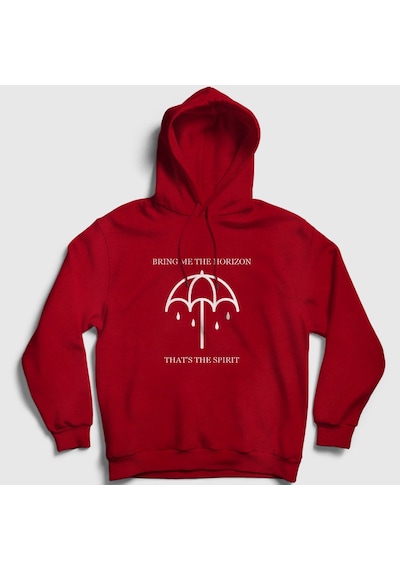 Presmono Unisex Spirit Bring Me The Horizon Kapüşonlu Sweatshirt Kırmızı
