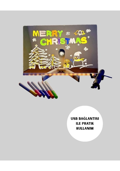 Masaüstü Ve Duvara Monte Edilebilir Led Işıklı Yazı Panosu Renkli