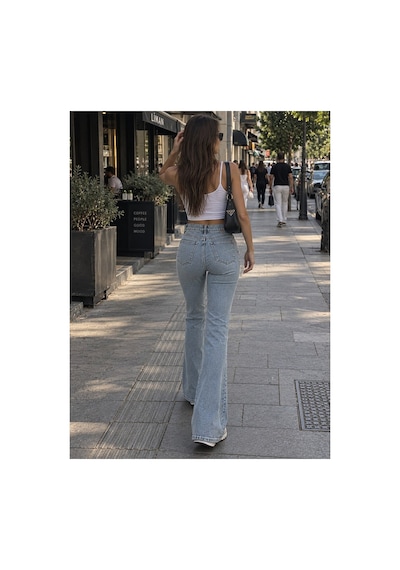 Zdnjeans İspanyol Paça Denım Pantolon Tintli Mavi