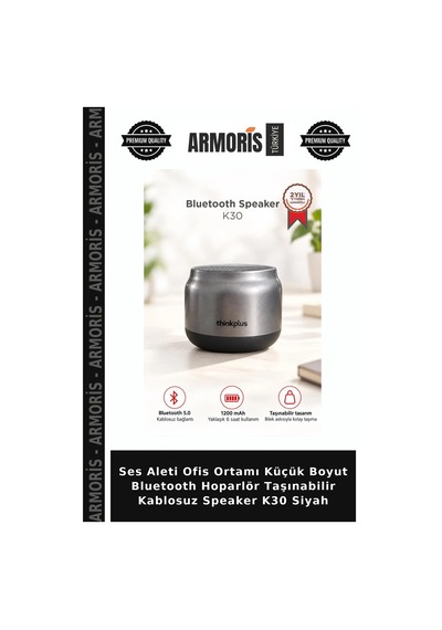 Ses Aleti Ofis Ortamı Küçük Boyut Bluetooth Hoparlör Taşınabilir Kablosuz Speaker K30 Siyah