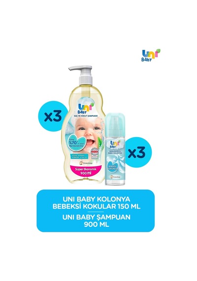 Tr Bebek Bakım Seti Bebeksi Kokular Kolonya 3 150 Ml Şampuan 3 900ml