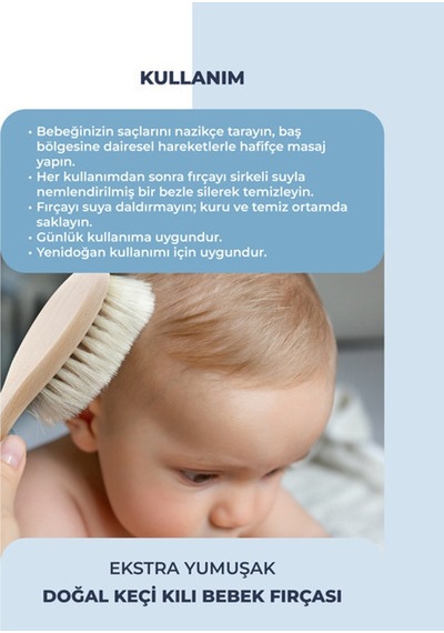 Le Natura Ekstra Yumuşak Doğal Keçi Kılı Bebek Fırçası