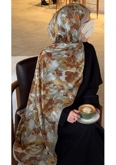 Qalortex Scarf Pamuklu Garden Desen Şal-küf Yeşil