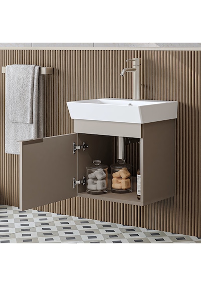 Likya Ayaksız Tek Kapaklı Lavabolu 49 Cm Banyo Dolabı Alt, Mini Lavabolu Alt Banyo Dolabı Kumtaşı Likya Ayaksız Tek Kapaklı Lavabolu 49 Cm Banyo Dolabı Alt, Mini Lavabolu Alt Banyo Dolabı Kumtaşı