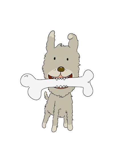 Paybuy Kemik Tutan Karikatür Köpek Tasarımı Baskılı Çocuk Tişört Siyah