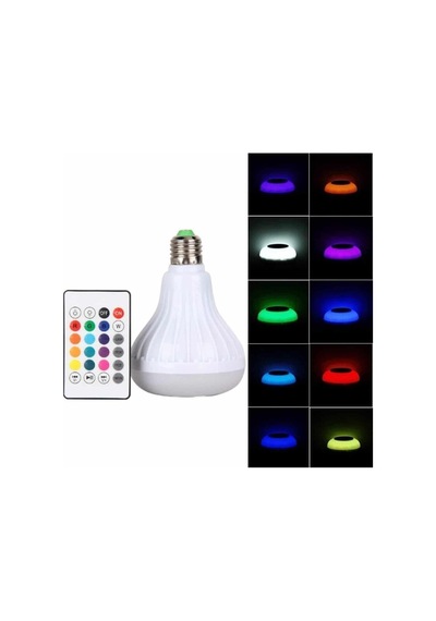Kumandalı Rgb Led Işık Bluetooth Hoparlör Ses Lambası Renkli Ampul Mh-hs2729-8038