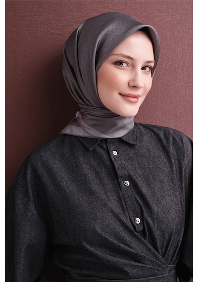 Armine İpek Eşarp 2027 Kış - 9601-56 Antrasit Gri Twill Antrasit - Gri