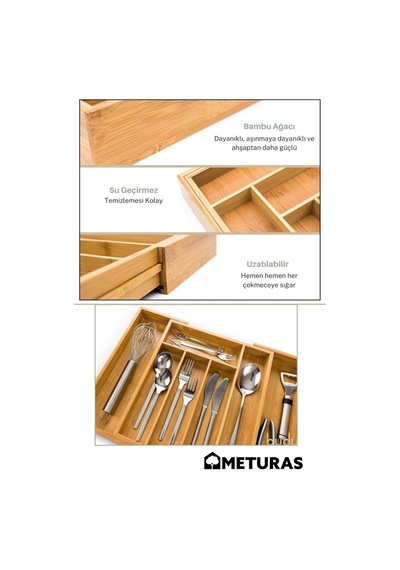 Meturas Mutfak Bambu Ayarlanabilir Çekmece Içi Ölçü Ayarlı Kaşıklık 5-7 Bölmeli Sku: Smg8690010572387