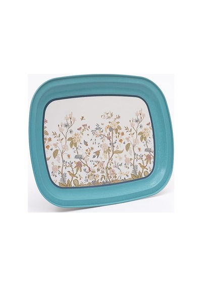 -ee171-9f Botanica Blue Desenli Oval Tepsi 24x31 Cm Botanica Blue
