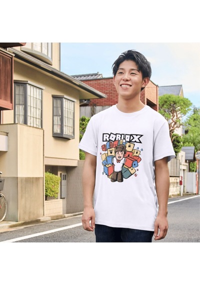 Alpşan Ticaret Roblox Baskılı Unisex Çocuk Tişört T-shirt Beyaz