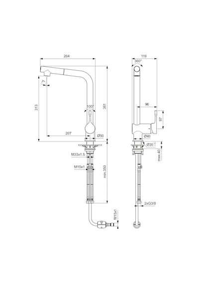 Ideal Standard Ceralook 1F - BC176AA Kuğu Spiralli Eviye Bataryası Krom