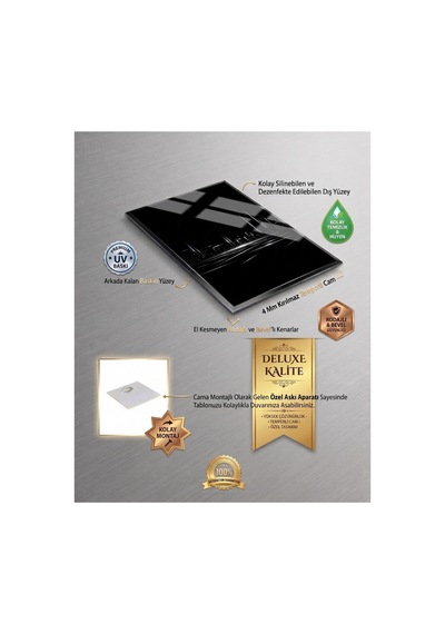 4mm Tamperli Uv Baskı Kırılımaz Cam Tablo Ev Ofis Duvar Dekor Hediyelik Tablo Mermer Kaplan Pembe Premium Marka Beyaz Deluxe Luxury Uhd Baskı Sağlam Canlı