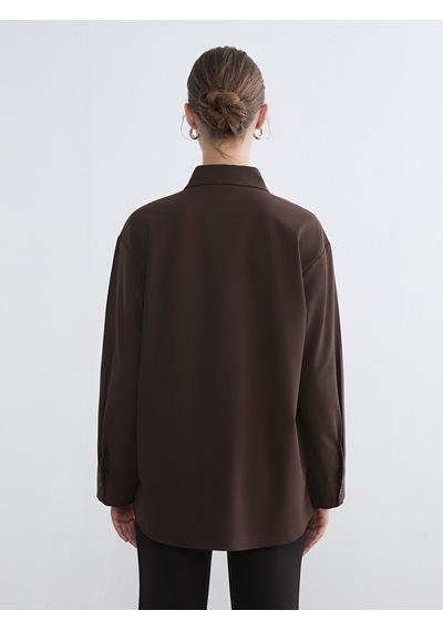 Lcw Modest Kahverengi Loose Fit Kadın Gömlek Tunik