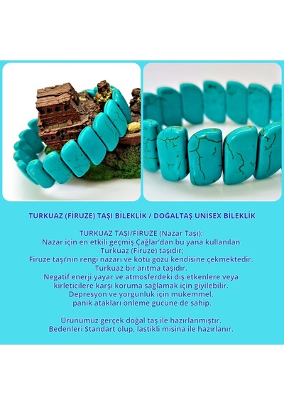 Turkuaz / Firuze Bileklik - Doğaltaş Unisex Bileklik Turkuaz