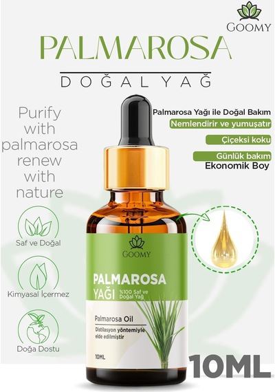 Goomy Palmarosa Uçucu Yağı 10ml %100 Doğal Bitkisel Palmarosa Oil 10ml 10 ML