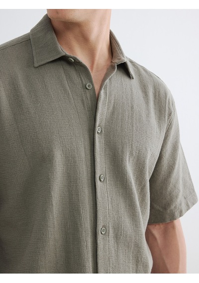 Lcw Vision Haki Regular Fit Dokulu Erkek Gömlek