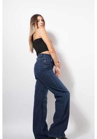 Ckm Moda Selpi Likralı Dökümlü Palazzo Pantolon Lacivert